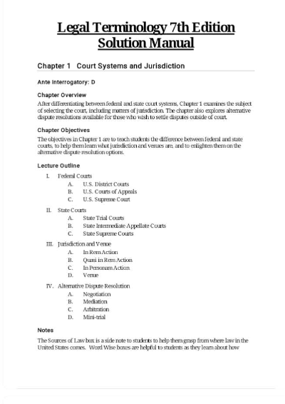 Complete Solution Manual Legal Terminology 7th Edition Questions & Answers with rationales