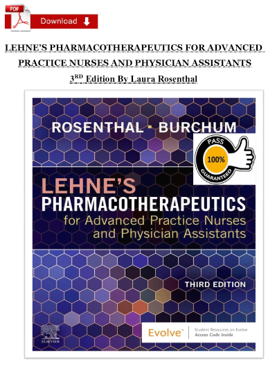 Test Bank for Lehne's Pharmacotherapeutics 3rd Ed by Rosenthal and Burchum | 9780323936064