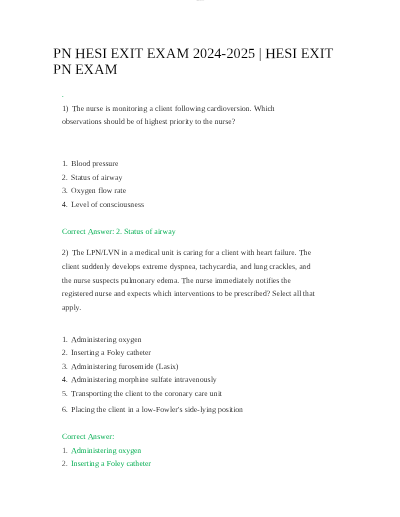 PN HESI EXIT EXAM 2024-2025 | HESI EXIT PN EXAM