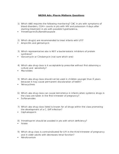 NR 566 midterm  Exam
