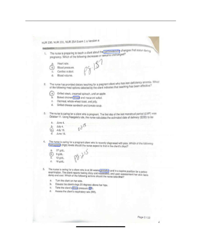 NUR 230 Maternal Exam 1 | Galen College of Nursing