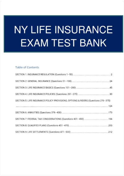 New York Life Insurance Exam Test Bank 2026 | Questions, Answers and Rationales
