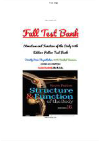 TEST BANK for Structure and Function of the Body 16th Edition Patton ISBN: 9780323597791. Test Bank. All 22 Chapters. (Complete Download).