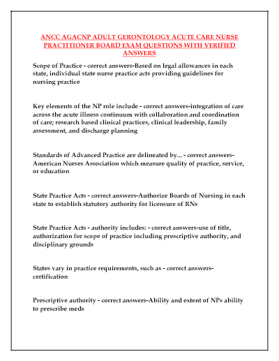 ANCC AGACNP CERTIFICATION 2026 BANK CURRENTLYLY TESTING COMPLETE 500 EXAM QUESTIONS