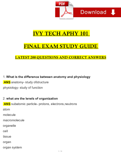 Anatomy and Physiology 101 Final Exam Ivy Tech.pdf